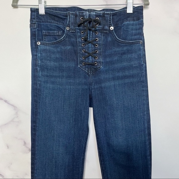 Veronica Beard Carolyn 10” Baby Boot Lace Up Raw Hem Jeans - Picture 8 of 16